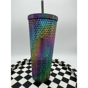 Starbucks Iridescent Studded Tumbler 24 oz Cold Cup Rainbow Prism